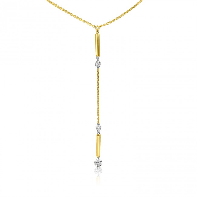 Suspended diamond 14ky Gold “Y” necklace