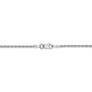14 karat white gold 18" solid 1.75m diamond cut rope chain with lobster clasp