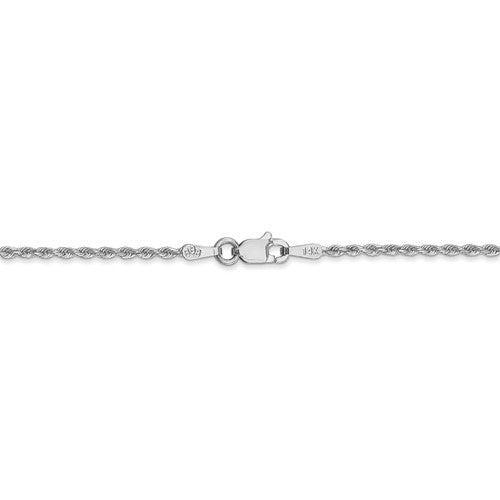 14 karat white gold 18" solid 1.75m diamond cut rope chain with lobster clasp