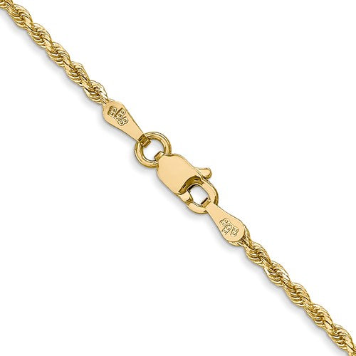 14 karat yellow gold 18" 1.75 mm solid diamond cut rope chain with lobster clasp