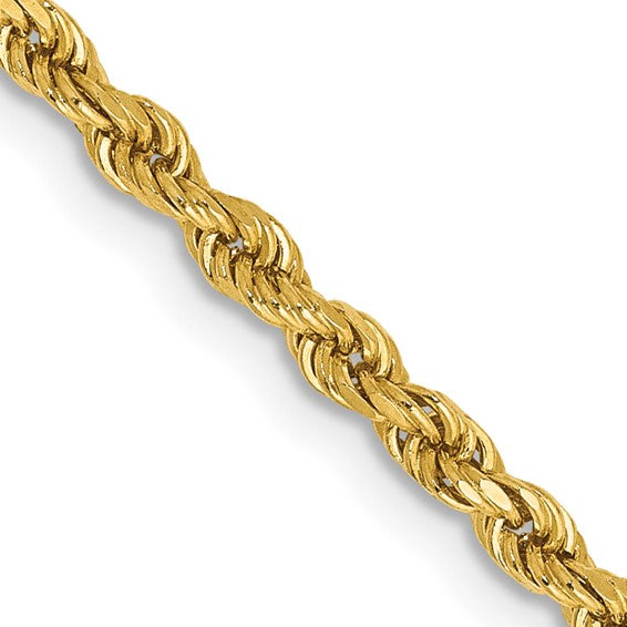 14 karat yellow gold 20"  diamond cut 2.25 mm solid rope chain