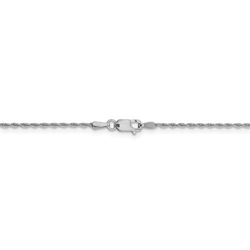 14 karat white gold 20" 1.5 mm, medium size, loose rope chain with lobster clasp
