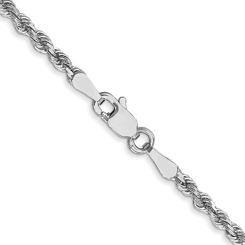 14k White Gold Solid Diamond Cut Royal Rope Chain Necklace， 2.25