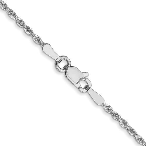 14 karat white gold 18" 1.3 mm diamond cut rope chain