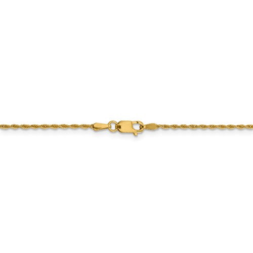14 karat yellow gold 20" 1.5 mm, medium size, loose rope chain with lobster clasp