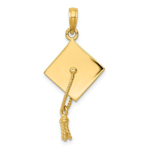 14 karat yellow  gold 3-D Graduation Cap pendant, top