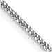 14 karat white gold fine 1.3 mm polished curb link chain with spring ring clasp and rhodium finish