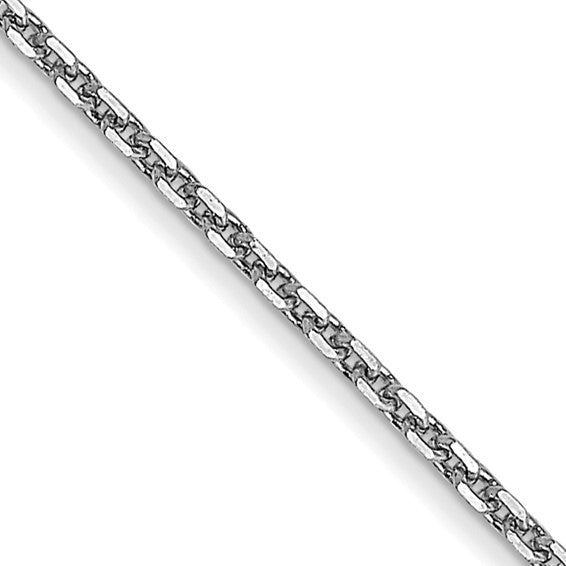 14 karat white gold 24" .95 mm diamond cut solid cable chain, link detail