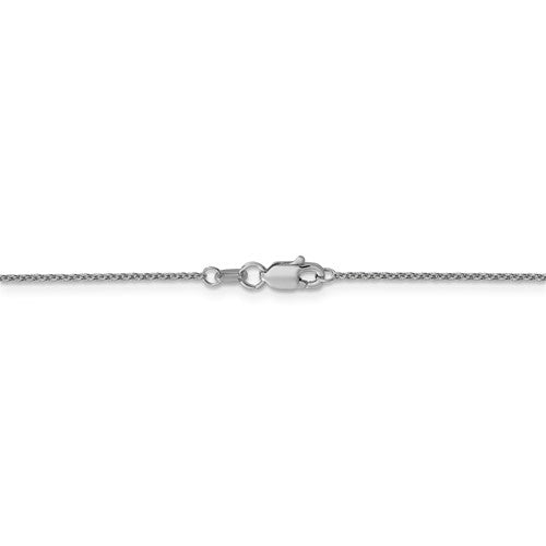 14 karat white gold 20" round open link 1 mm cable chain with lobster clasp