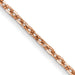 14 karat rose gold 16", fine, 1 mm diamond cut solid cable link chain with lobster clasp, link detail