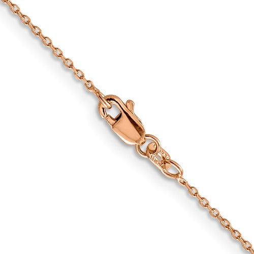 14 karat rose gold 16", fine, 1 mm diamond cut solid cable link chain with lobster clasp