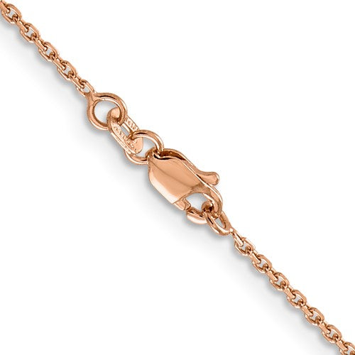  20" 14 karat rose gold 1.4 mm, medium weight, diamond cut solid cable chain with lobster clasp