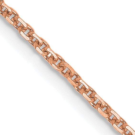 14 karat rose gold 16" solid diamond cut 1.4 mm, medium weight, cable chain, link detail