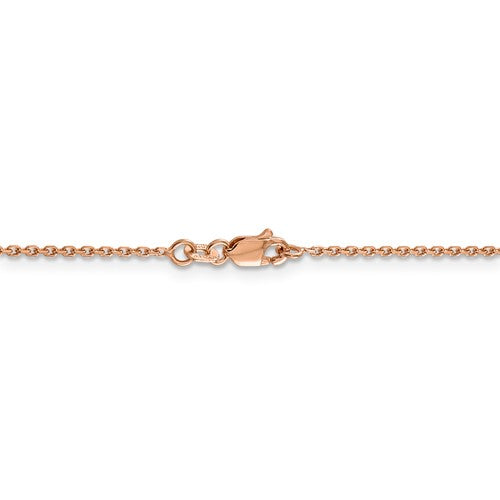 24" 14 karat rose gold 1.4 mm, medium weight, diamond cut solid cable chain with lobster clasp,
