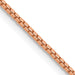 24" 1.3 mm 14 karat rose gold box chain with lobster clasp, link detail