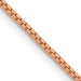 16" 1.1 mm 14 karat rose gold box chain with lobster clasp, link detail
