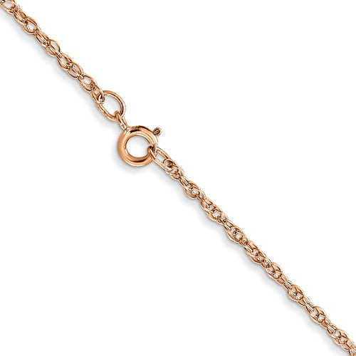 14 karat rose gold 16" 1.15 mm light weight loose rope chain with spring ring clasp