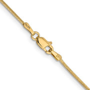 14 karat yellow gold 18" medium-small size, 1.1 mm round snake chain with lobster clasp