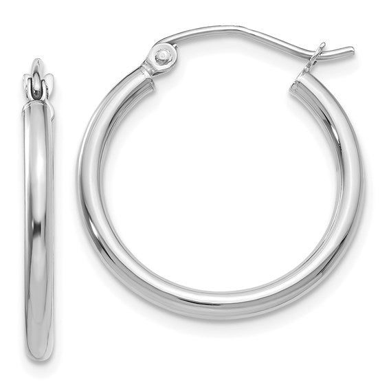 14 karat white gold medium-small tube hoop earrings