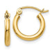 14 karat yellow gold small tube hoop pierced earrings