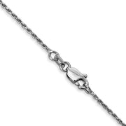 14 karat white gold 16" medium weight 1.15 mm diamond cut solid rope chain