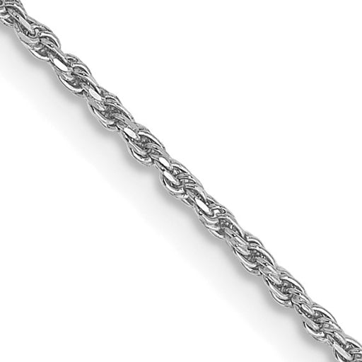14 karat white gold 16" medium weight 1.15 mm diamond cut solid rope chain, link detail