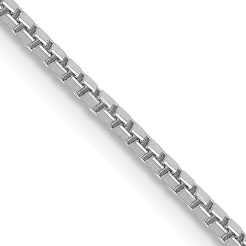 14 karat white gold 20" 1.3 mm, medium weight, box chain, link detail