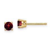 14 karat yellow gold 4 mm round garnet stud earrings