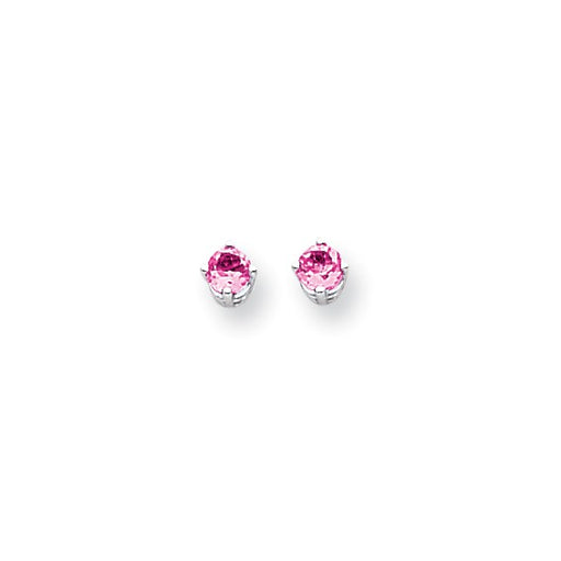 14 karat white gold 4 mm natural pink tourmaline stud earrings