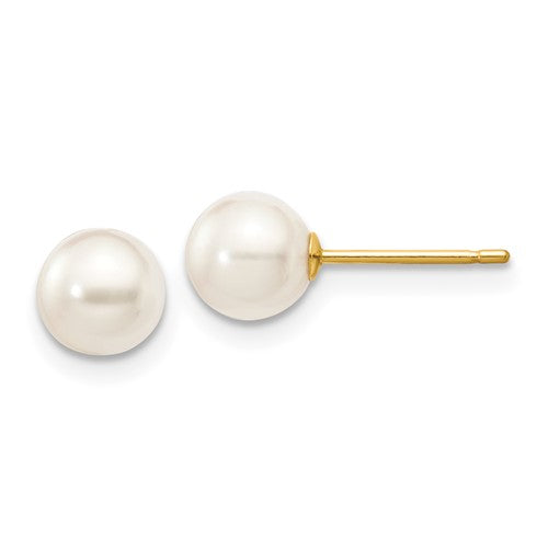 14 karat yellow gold 5.5m pearl stud earrings 
