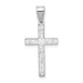 14 karat white gold small cross with etched floral design.