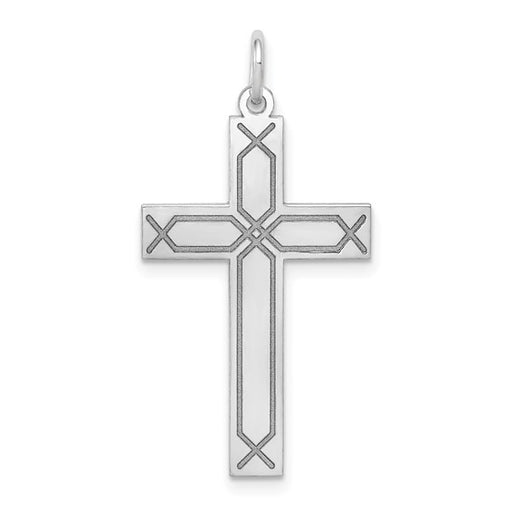 cross pendant laser etched white gold