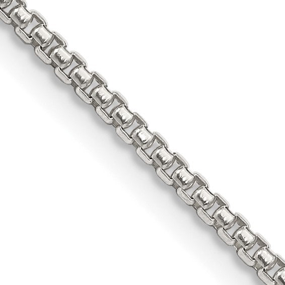 14 karat white gold 1.7 mm 24" round box chain 