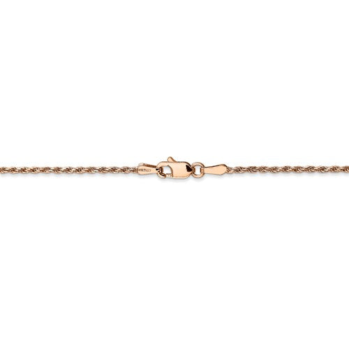 14 karat rose gold 20" diamond cut 1.5 mm rope chain with lobster clasp