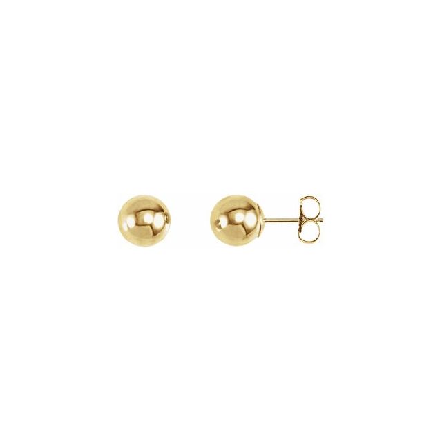 Picture of 14 karat yellow gold 7 mm ball stud earrings.