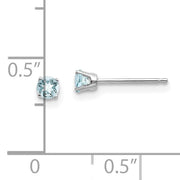 14 karat white gold Aquamarine 3mm stud Earrings