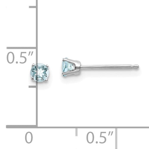 14 karat white gold Aquamarine 3mm stud Earrings