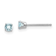 14 karat white gold Aquamarine 3mm stud Earrings