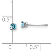 14 karat white gold Blue Topaz 3mm stud Earrings
