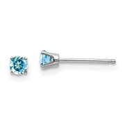 14 karat white gold Blue Topaz 3mm stud Earrings