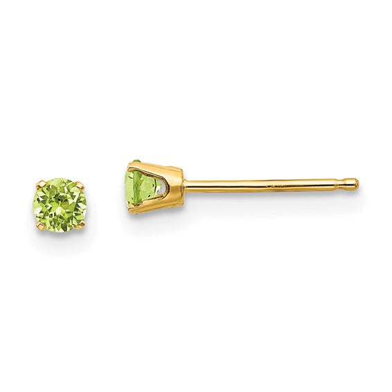 14 karat yellow gold Peridot 3mm  stud Earrings