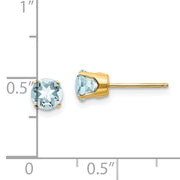 14 karat yellow gold Aquamarine 5mm stud Earrings