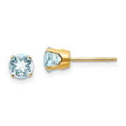 14 karat yellow gold Aquamarine 5mm stud Earrings