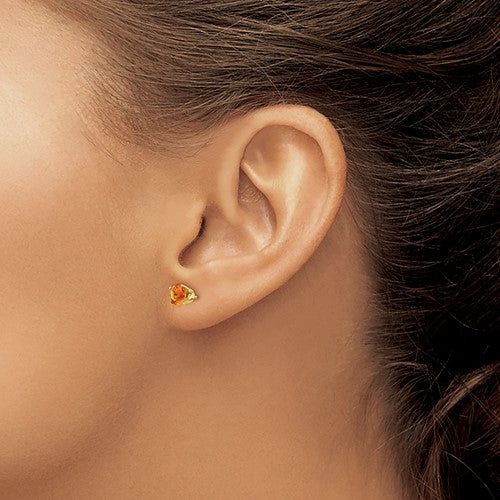 14 karat yellow gold Citrine 5mm stud Earrings