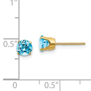 14 karat yellow gold Blue Topaz 5mm stud Earrings