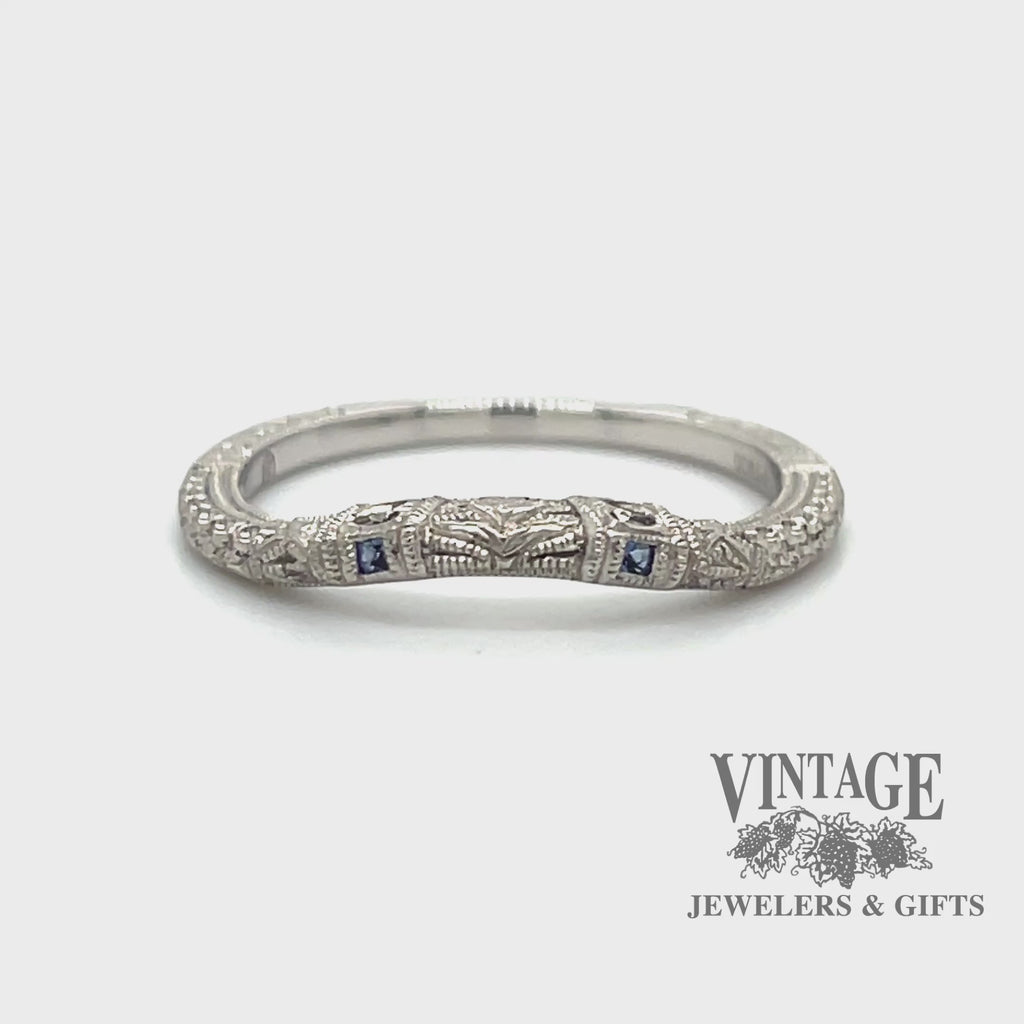 Platinum and sapphire curved ring band video