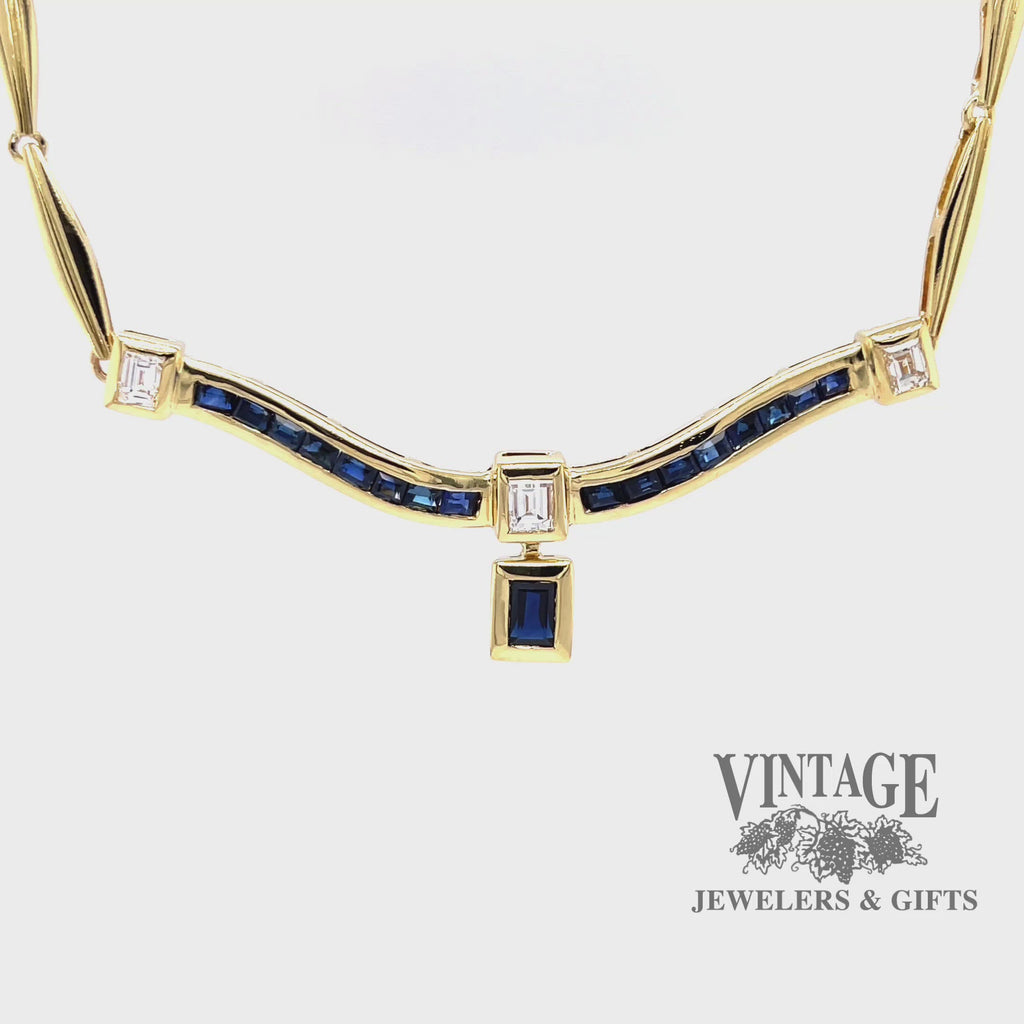Large Natural Sapphire and Diamond Filigree Antique Styled Cross from  MyJewelrySource (DP-1163)