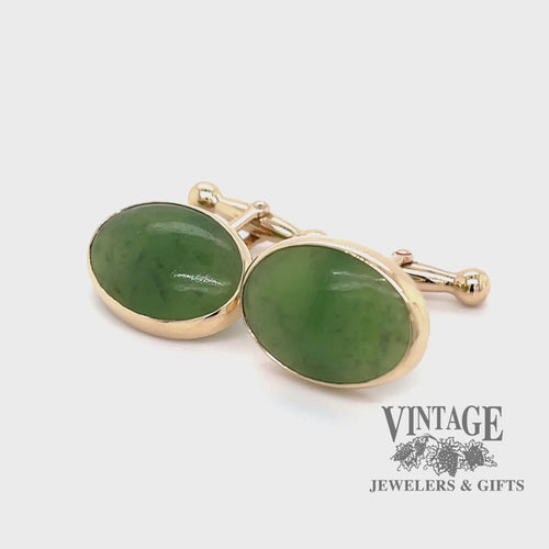 Vintage Jadeite 14ky gold cufflinks video