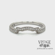 Platinum hand engraved fitted diamond wedding band video