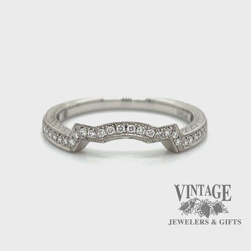 Platinum hand engraved fitted diamond wedding band video